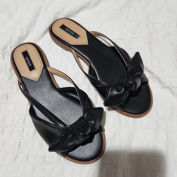 Kensie vegan black sandal slip ons with cute bow tie 🎀 New condition. Size 7 - Picture 3 of 11